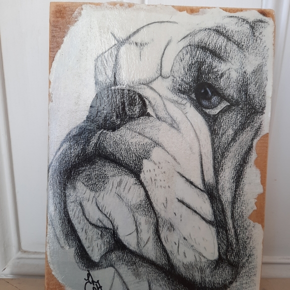 Hand Crafted Other - RESERVED FOR LORI / Hand Crafted / English Bulldog / black and white  / 8 X 10